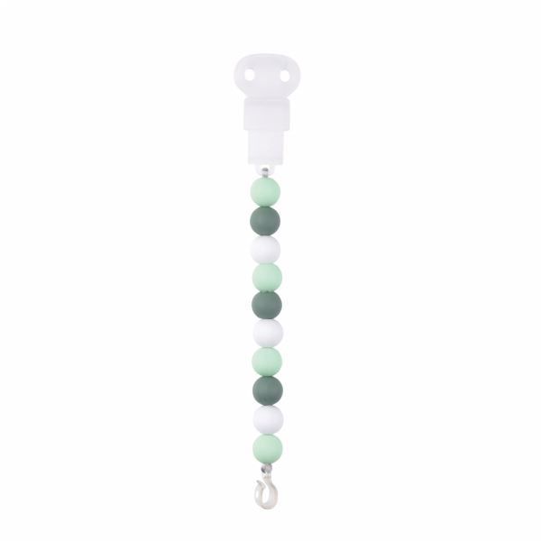 Nattou Silicone Pacifier Chain Mint/White