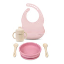 Saro Silicone Feeding Set "Food & Fun" - Light Pink, Sand, and Fuchsia