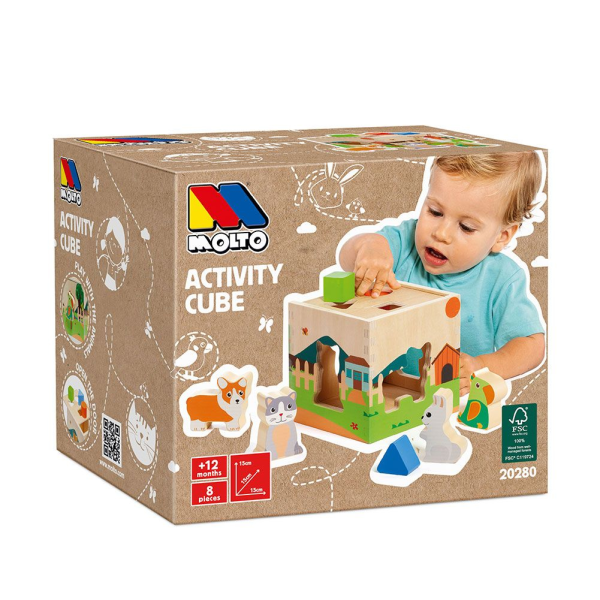 Molto 20280 Wooden Cube with Animals