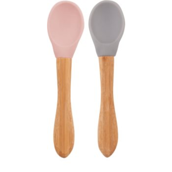 Minikoioi Pinky Pink/Powder Gray Bamboo Spoons