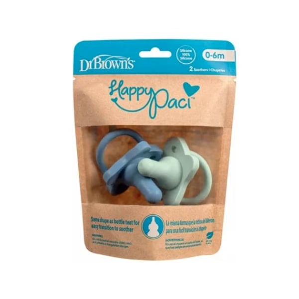 Dr. Browns HappyPaci Silicone Pacifier Green/Blue 0-6M