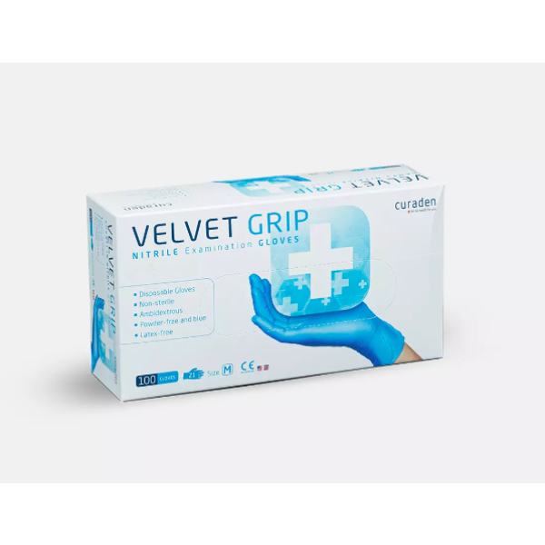 Nitrile Velvet Grip Powder Free Gloves Size M x100