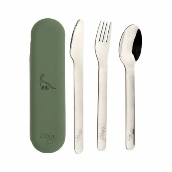 Citron Green Silicone Cutlery Set and Case