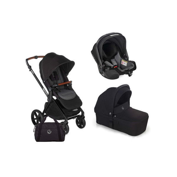 Jané Trio Muum Stroller + Koos iSize R1 Car Seat + Sweet Cold Black Carrycot