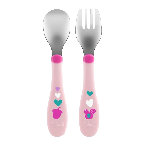 Chicco Stainless Steel Cutlery Girl 18M+