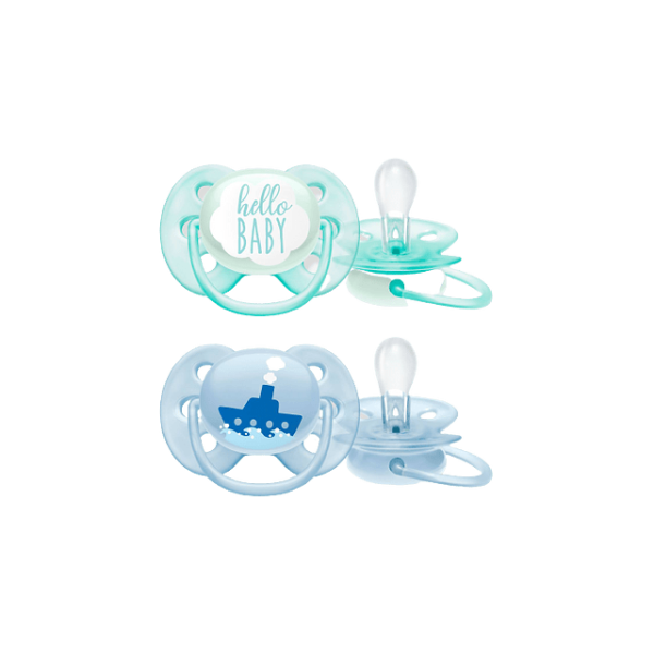 Philips Avent Ulta Soft Decorated Pacifier Boy 0-6M x2