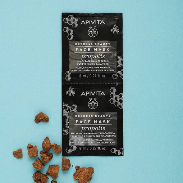 Apivita Express Beauty Purifying & Sebum-Regulating Black Face Mask Propolis 8m X2