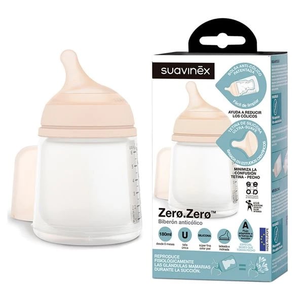 Suavinex Zero.Zero Silicone Colic Teat Bottle One Size 180ml