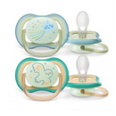 Philips Avent Ultra Air Night Silicone Pacifier 0-6M Boy x2
