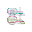 Philips Avent Ultra Air Night Silicone Pacifier 0-6M Girl x2
