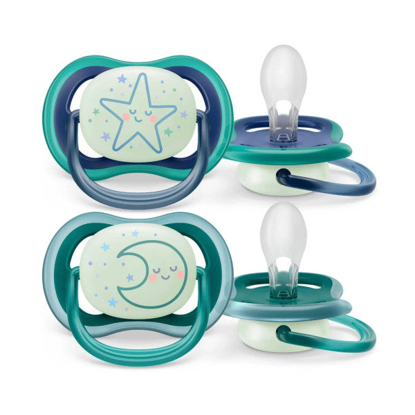 Philips Avent Ultra Air Night Silicone Pacifier 6-18M Boy x2