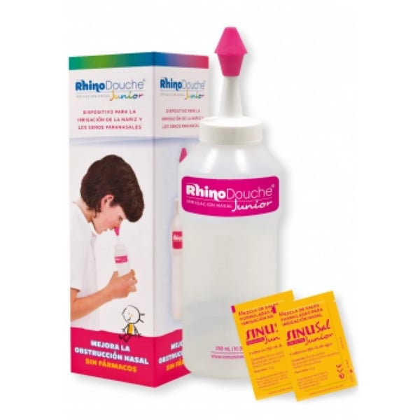 RhinoDouche Junior Nasal Irrigation Bottle + Salt Junior Irrigation Salts with Xylitol 26 Sachet(s) 2.5 g