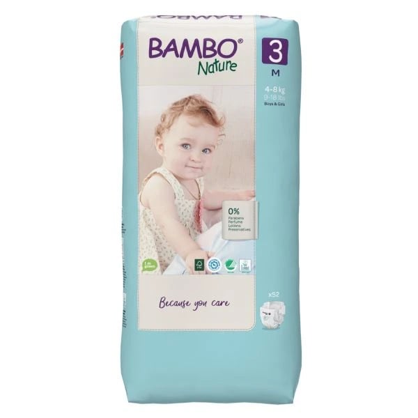 Bambo Nature Diapers 3M (4-8Kg) X52
