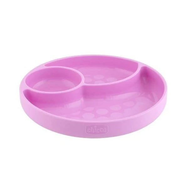 Chicco Silicone Plate with Pink Dividers 12M+