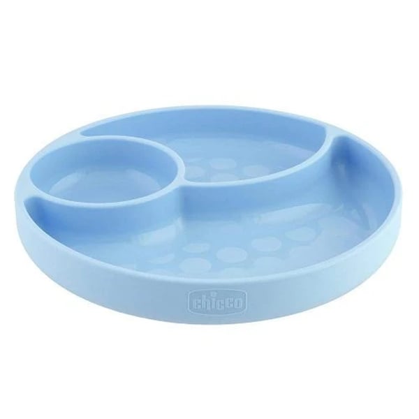 Chicco Silicone Plate with Blue Dividers 12M+