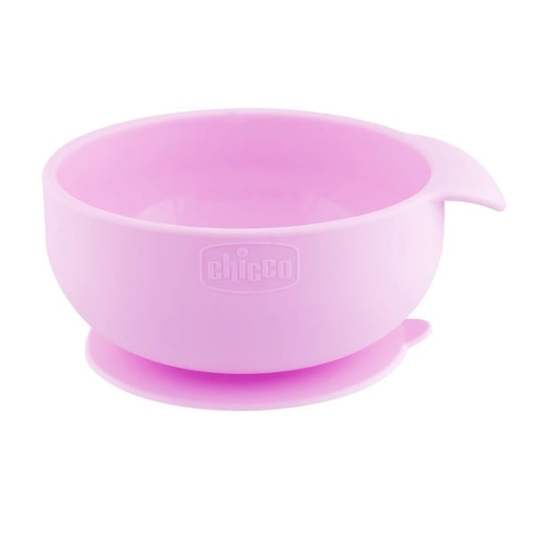 Chicco Pink Silicone Bowl 6M+
