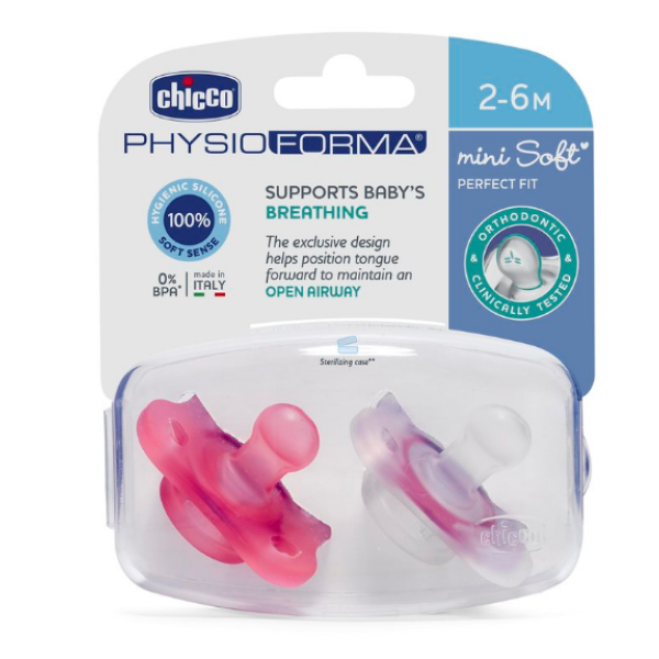 Chicco Physio Forma Mini Soft Girl Pacifier 2-6m x2