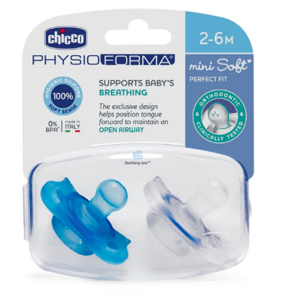 Chicco Physio Forma Mini Soft Boy Pacifier 2-6m x2