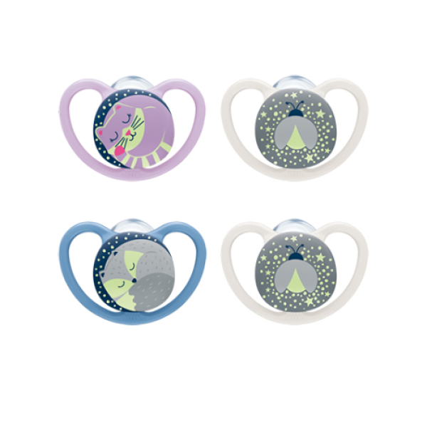 Nuk Space Night Silicone Pacifiers T2 x2