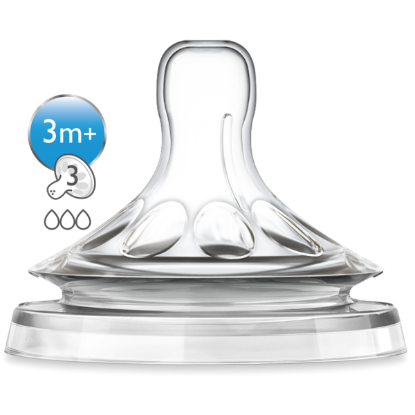 Philips Avent Natural Silicone Teat 3 Holes x2