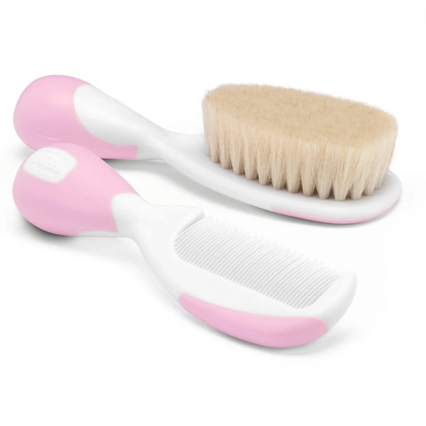 Chicco Pink Natural Bristle Brush and Comb