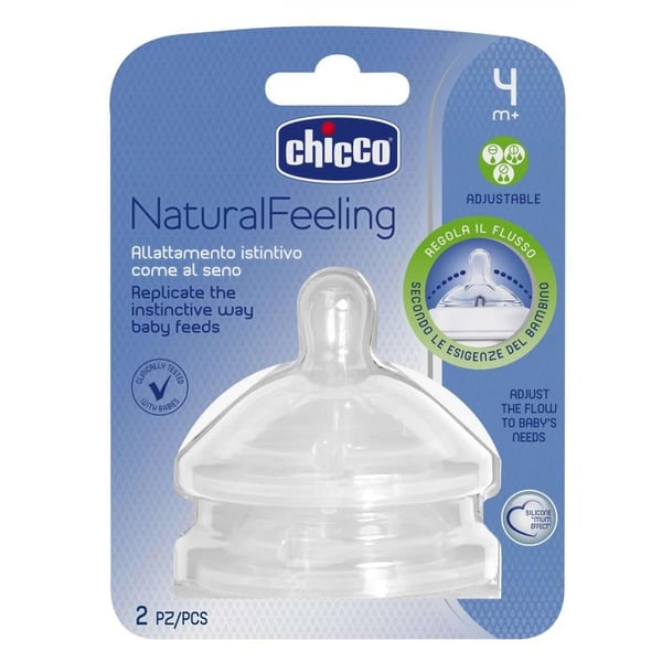 Chicco Natural Feeling Silicone Teat 4M+ x2