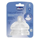 Chicco Natural Feeling Silicone Teat 6M+ x2