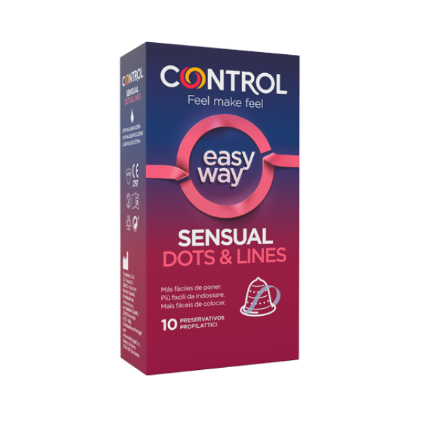 Control Sensual Dots & Lines Easy Way Condoms x10