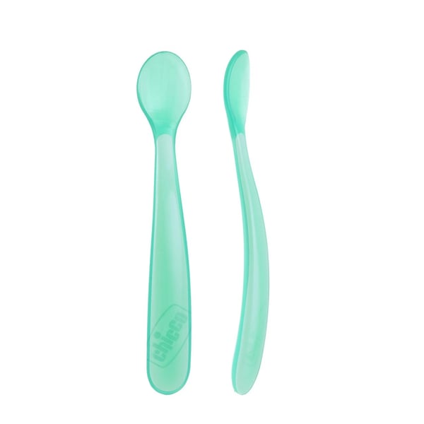 Chicco Silicone Spoon 6M+ Blue x2