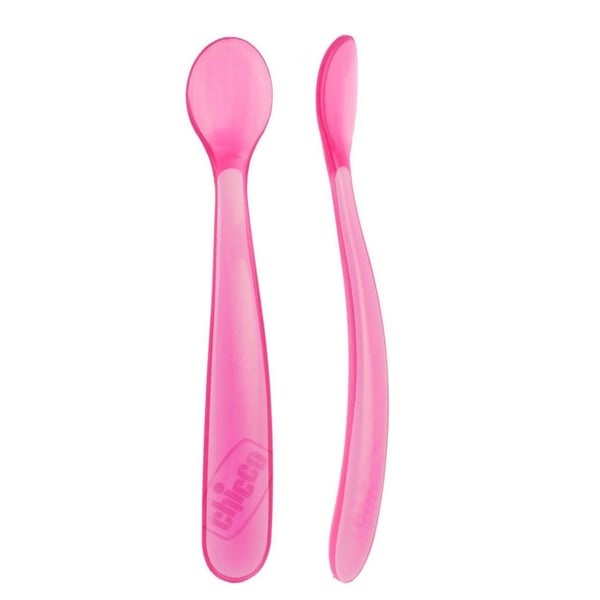 Chicco Silicone Spoon 6M+ Pink x2