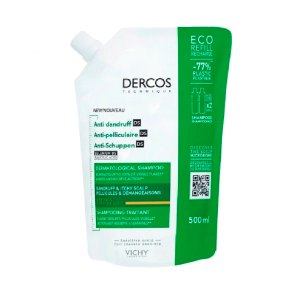 Dercos Technique Anti-Dandruff Shampoo for Dry Hair Ecorefill 500ml