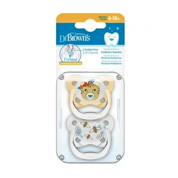 Dr. Browns PreVent Pacifier Butterfly 6-18M Yellow X2