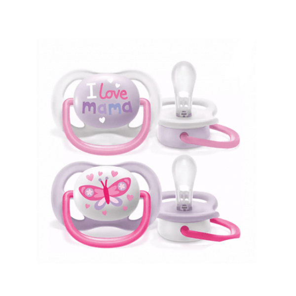 Philips Avent Ultra Air Happy Pacifiers 0-6M Girl X2