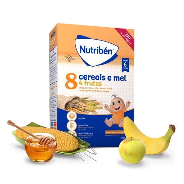 Nutribén Flour 8 Cereals and Honey 4 Fruits 6M Non-Dairy 250G