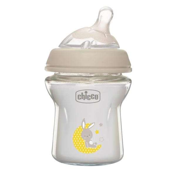 Chicco Natural Feeling Glass Bottle 0M+150ml Normal Flow Gray