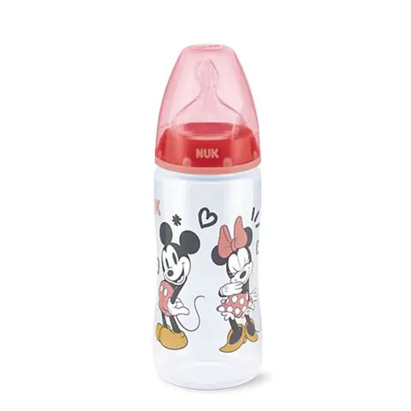 Nuk First Choice+ Minnie Silicone Bottle 6-18M 300ml - Temperature Control