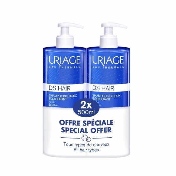 Uriage D.S. Hair Duo Gentle Balancing Shampoo 2x500ml Special Price