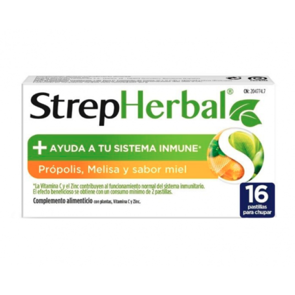 Strepherbal Propolis and Lemon Honey Flavor 16 Tablets