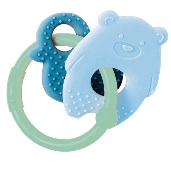 Nattou Roca Silicone Bear + Duck Ring Green