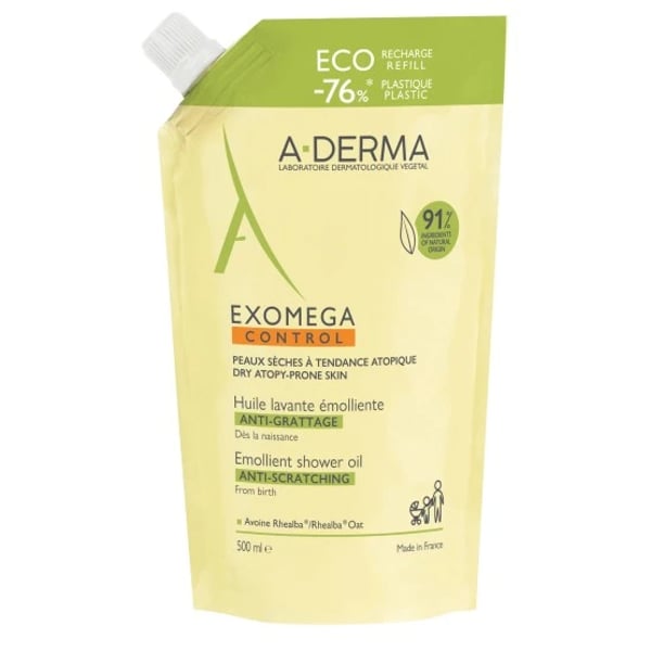 A-Derma Exomega Control Refill Anti-Itching Emollient Cleansing Oil 500ml