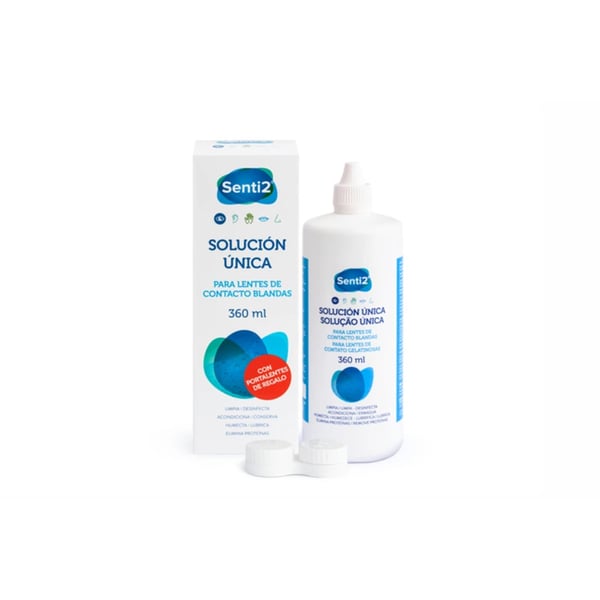 Senti2 Unique Solution for Soft Contact Lenses 360ml with Free Lens Case