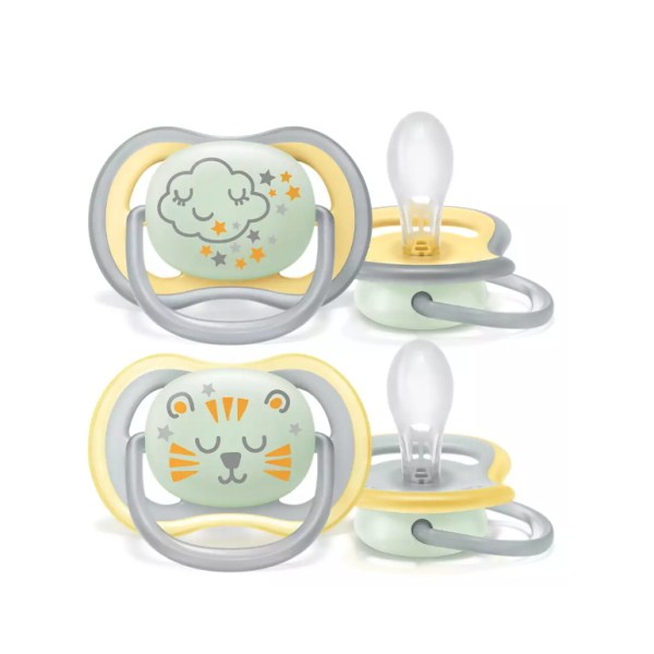 Philips Avent Ultra Air Night Pacifier 2 Units 18M+ with Sterilization and/or Transport Box