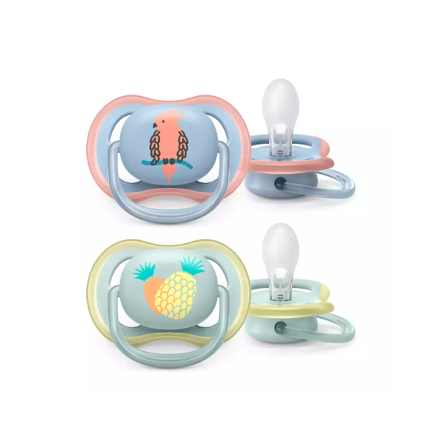 Philips Avent Ultra Air Pacifiers 2 Units 0M-6M Trendy Boy with Sterilizing and/or Transport Box