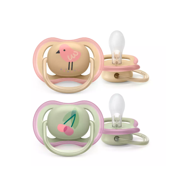 Philips Avent Ultra Air Pacifiers 2 Units 0M-6M Trendy Girl with Sterilizer and/or Transport Box