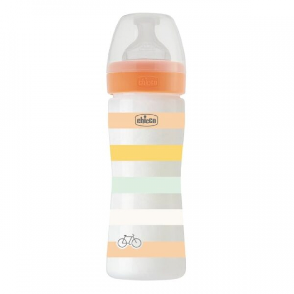 Chicco Well Being Baby Bottle Orange 250ml Medium Silicone