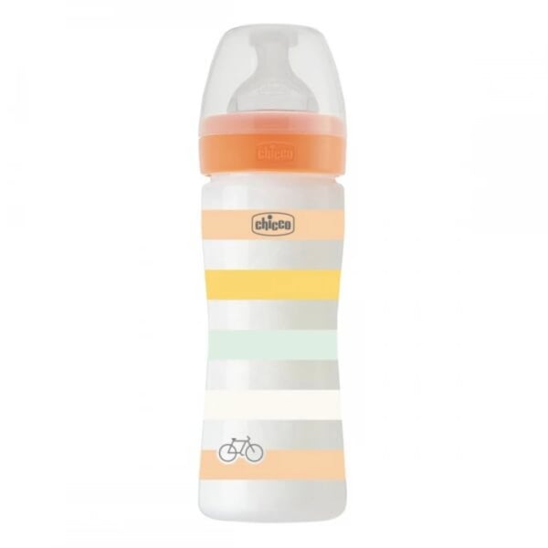 Chicco Well-Being Plastic Bottle 250ml Medium Flow Orange