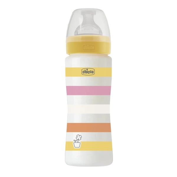 Chicco Well-Being Plastic Bottle 330ml Fast Flow Yellow