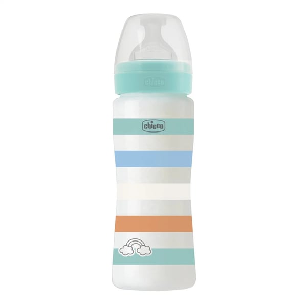 Chicco Well-Being Plastic Bottle 330ml Fast Flow Green