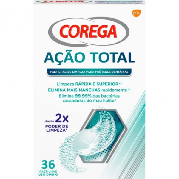 Corega Total Action Max Cleansing Effervescent Tablets X36