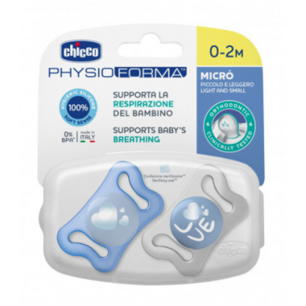 Chicco Physio Pacifiers Blue Silicone Micro Shape 0-2M